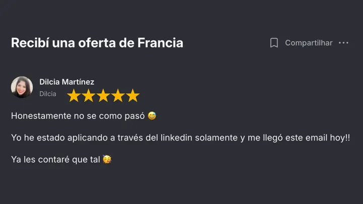 Mensaje de una alumna en la comunidad de Talma Academy